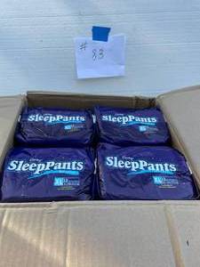lot 83 image: NEW 4-Packages Of Sleep Pants XL, 12 Disposable Underpants 85-125 Lbs.