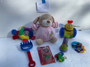 lot 106 image: Childrens Toys, Soft Cuddly Pink Bear, Rake, Play Toys