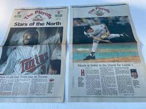 lot 119 image: The Play Offs Pioneer Press Twins V Blue Jays 10081991 Game-1 (Paper Yellowing)