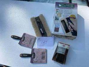 lot 124A image: 2-Bellagio Faux Brushes, Ralph Lauren Stippler Antiqued Leather, 2-Woolies