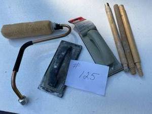 lot 125 image: Roller Handle With Roller, 2-Hand Sanders 1-New One, 3-Roller Handle Sticks