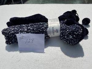 lot 128 image: NEW Jane & Bleecker Slipper Sox, Black, Blue & White
