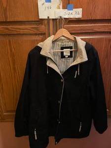 lot 146 image: SpringFall JacketBlack & Cream Color With Hood Size XL Croft & Barrow