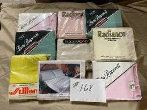 lot 168 image: NEW 9 Twins Flat Sheets-Yellow, Blue, Pink, Cream