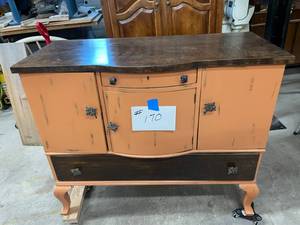 lot 170 image: Vintage Buffet, Oak Top, Painted Body Stressed, 42.5 Length