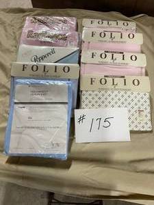 lot 175 image: NEW Twin Size Flat Sheets, 8 Count, Pink, Blue & Cream With Burgundy Stars