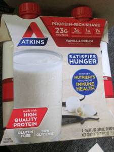 lot 414 image: 3 packs of 4 bottles of atkins vani...