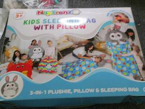 lot 449 image: new kids sleeping bag with pillow...