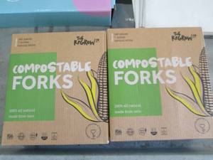 lot 301 image: 2 new boxes of compostable forks ...