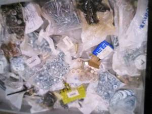 lot 354 image: milk crate of nuts bolts washers an...
