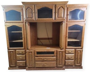 lot 34 image: Huge Custom Three Piece Living Room Cabinet 90 x 20 x 77