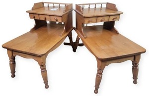 lot 31 image: Two  Rustic Vintage Two-Tier End Tables 18 x 29 x 23