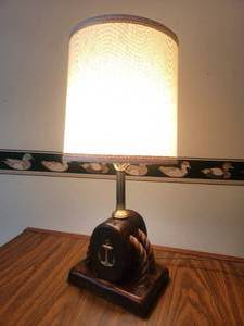 lot 68 image: Vintage Nautical Block & Pully Lamp 10 x 7 X 27
