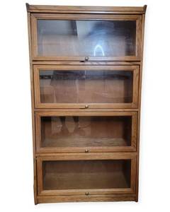 lot 59 image: Vintage Cabinet wGlass Doors 33 x 13 x 59