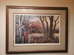 lot 108 image: Vintage Limited Edition Terri Redlin Print Riverside Pond 35 x 26.5 w Certificate of Authenticity
