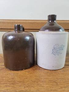 lot 36 image: Antique Early 1900s Brown Stoneware Jug and Western Stoneware Jug