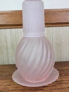 lot 145 image: Vintage Frosted Glass Bedside Carafe and Cup