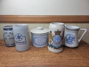 lot 204 image: Vintage Stoneware Collection-Cookie Jar, Beer Steins & More