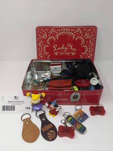 lot 159 image: Tin Full of Vintage Key Chains