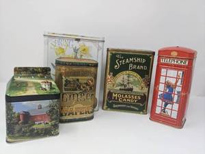 lot 190 image: 5 Beautiful Vintage Tins-5-8