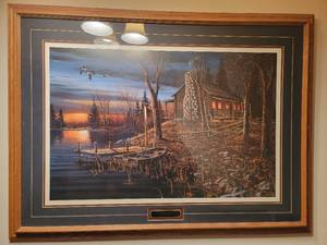 lot 116 image: Vintage Custom-Framed Jim Hansel Signed Edition Print Complete Serenity 35 x 29
