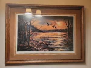 lot 117 image: Vintage 1986 Limited Edition Custom Framed Terry Redlin Print Hazy Afternoon wCertificate of Authenticity-37.5 x 28