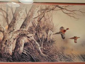 lot 115A image: Vintage 1983 Pheasants Print- 18.5 x 8.5