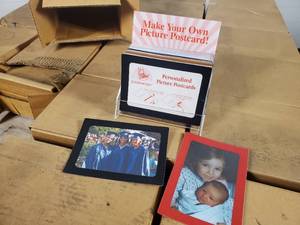 lot 26 image: Pallet of 7,584 New Personalized Photo Postcards with Displays - Retail Value $9,631