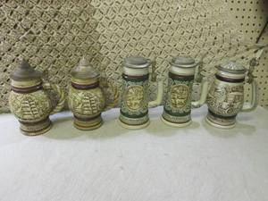 lot 4 image: (CS) 5 Vintage Avon Steins 1977 197...