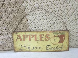 lot 113 image: (B-3) Metal Apples Sign 15 14 x 6...