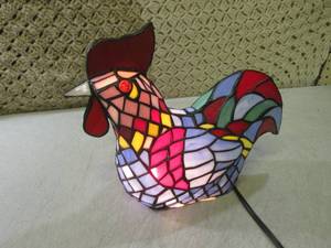 lot 131 image: (FS) Lightup Stained Glass Rooster ...