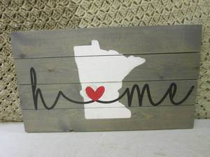 lot 213 image: (D-1) Wood Minnesota Home Wall Deco...