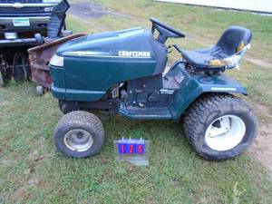 Craftsman GT5000 lawn tractor. 24 hp Kohler hydro drive. Runs good but unable to drive since rear tire is cut & other not good either. Includes 50 deck & 45 snowblower. As shown.