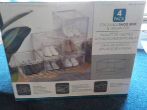 4 Pack Stackable Shoe Box and Organ...