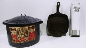 Blue Onyx Home Canner, Cast Iron Griddle Pan, Can Crusher