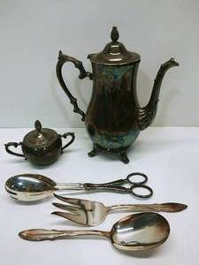 Silver Tea Set & Silverware