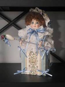 Extravagant Porcelain Jester Doll & Music Box by Val Goodman B