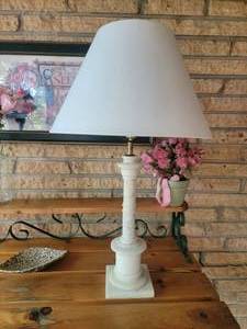 Vintage Alabaster Column Table Lamp