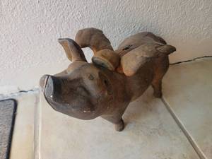Charming Cast Iron Flying Pig Piggy Bank
