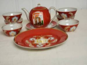 Eccentric Tajikistani Painted Tea Service for 6