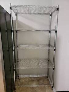 Metal 5 Shelf Rack System with Wooden Storage Crate
