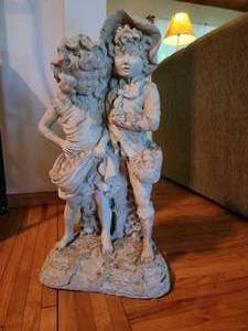 Concrete Garden Art Statue  Children Picking Grapes