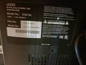 Vizio 32 inch Television Model E321VL