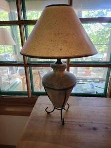 Earthy Ceramic Table Lamp with Iron Frame