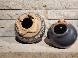 Guaitil Costa Rican Smoke Clay Pottery, lot of 2