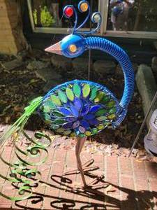 Vibrant Metal Peacock Yard Art