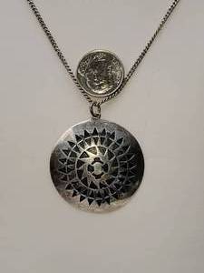 Native American Sterling Silver Pendant Necklace, signed
