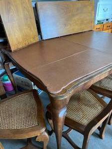 lot 2 image: Dining Table, Chairs & 2 Extensions