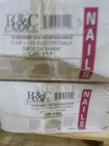 2 Boxes of B&C 15 Degree Coil Roofing Nails
