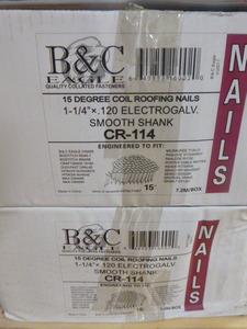 2 Boxes of B&C 15 Degree Coil Roofing Nails